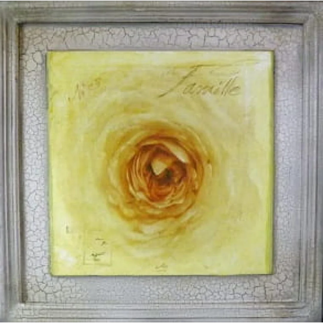 Obraz Żółta Róża w Efekcie Postarzania z Serii Kwiaty - 38x38 cm (3 z 4)