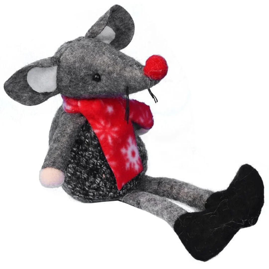 Ozdoba bożonarodzeniowa figurka MYSZKA ze zwisającymi nogami 22 cm