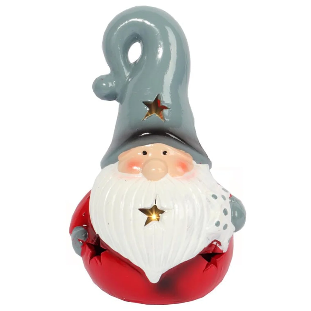 Ozdoba świąteczna ceramiczny Mikołaj LED 15 cm