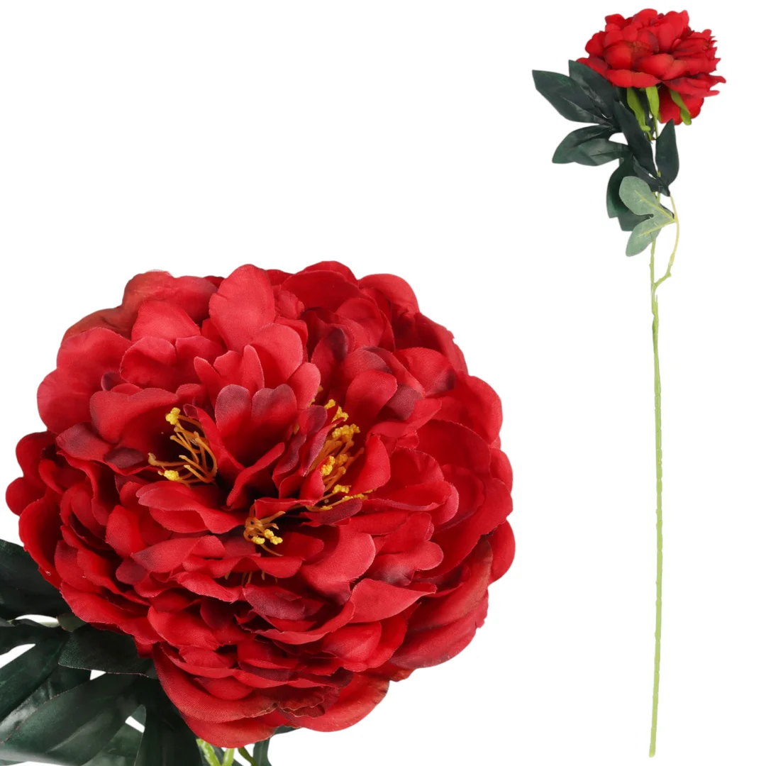 PIWONIA KWIAT SZTUCZNY do wazonu czerwona PEONIA 72 cm