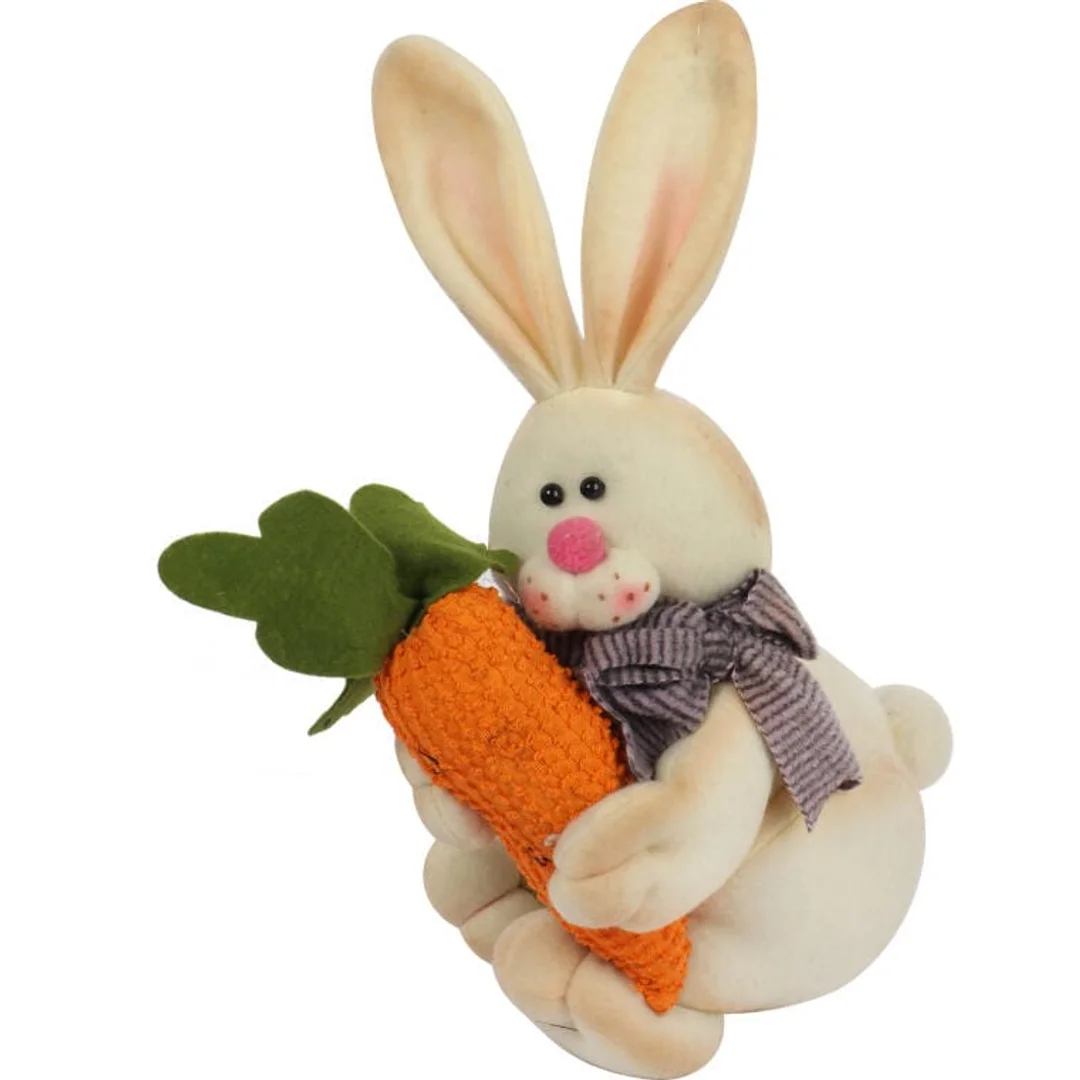 Pluszowy Zając Wielkanocny z Marchewką 37cm - Stabilna Figurka Dekoracyjna