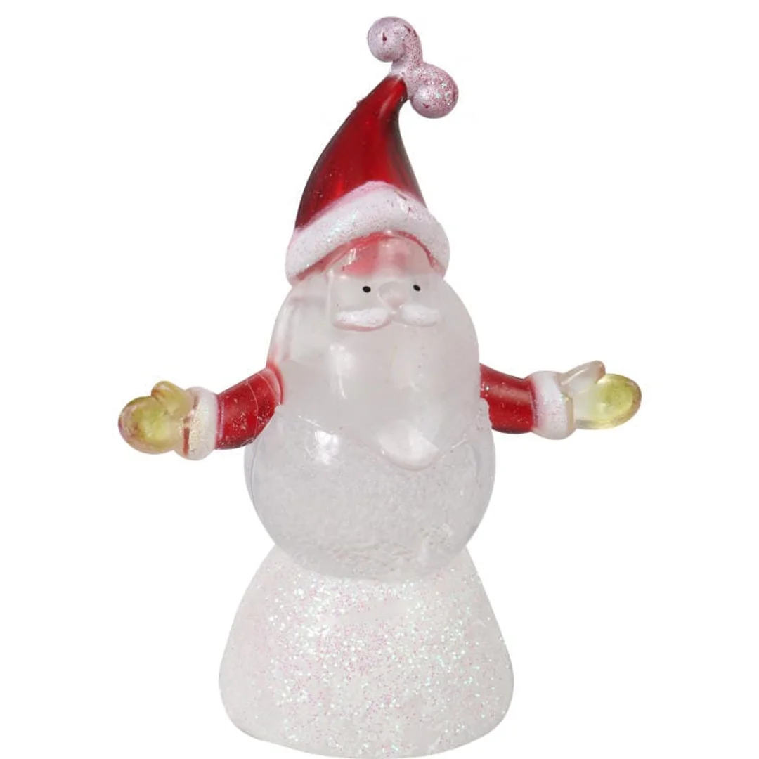 Podświetlana Figurka Mikołaja z LED, Biała, 12,5 cm, Zasilanie Bateryjne