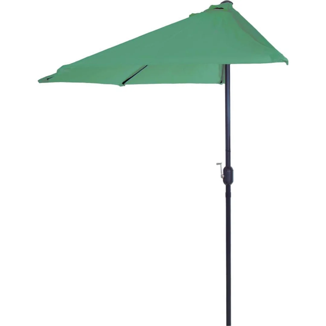 Półokrągły Parasol Ogrodowy i Balkonowy 270 cm z Wzmocnioną Czaszą i Korbką do Otwierania - Zielony