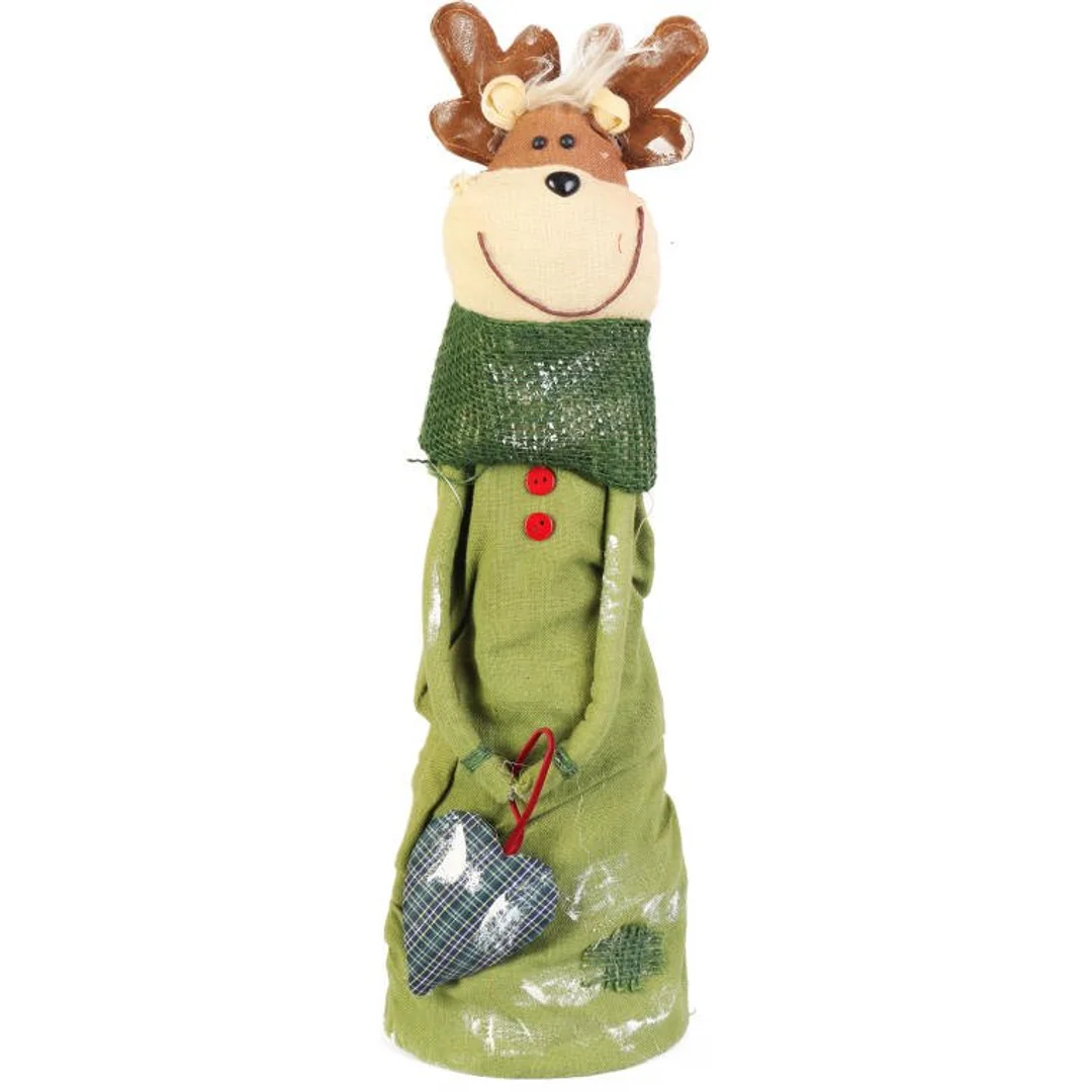 Renifer stojący wykonany z naturalnych materiałów w kolorze zielonym 44 cm