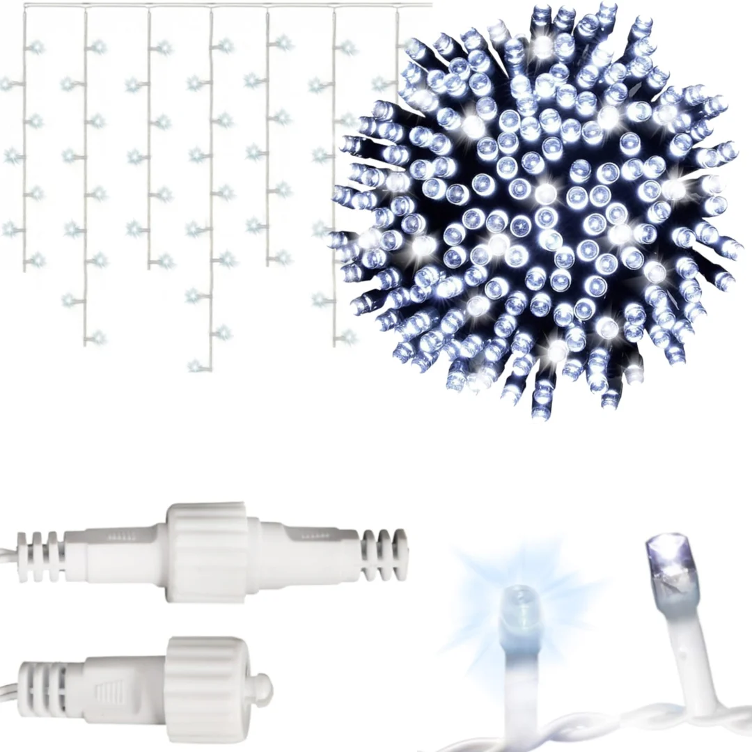 SOPLE 300 LED KURTYNA LAMPKI ZEWNĘTRZNE/WEWNĘTRZNE FLASH ZIMNY BIAŁY 9 M