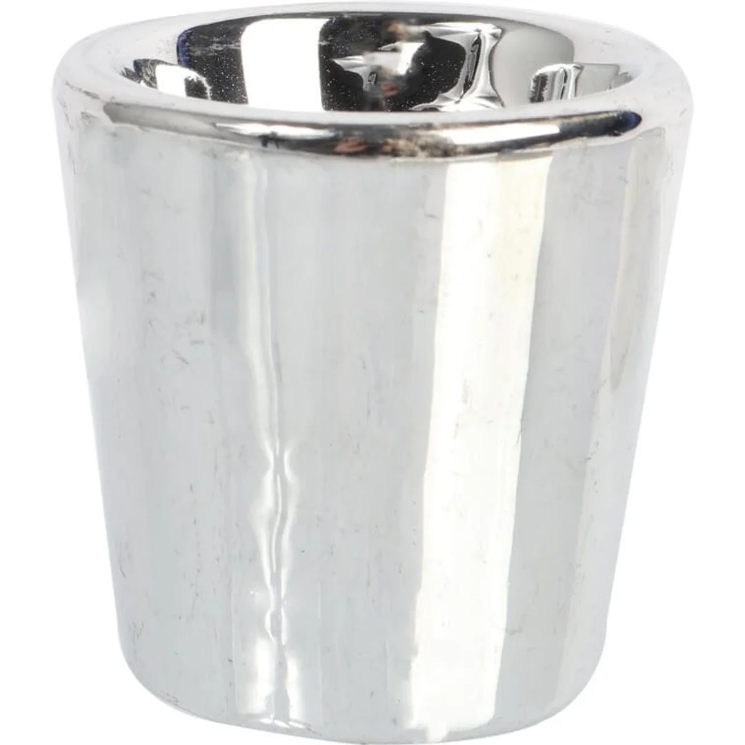 Świecznik ceramiczny na świeczkę tealight srebrny 6 cm