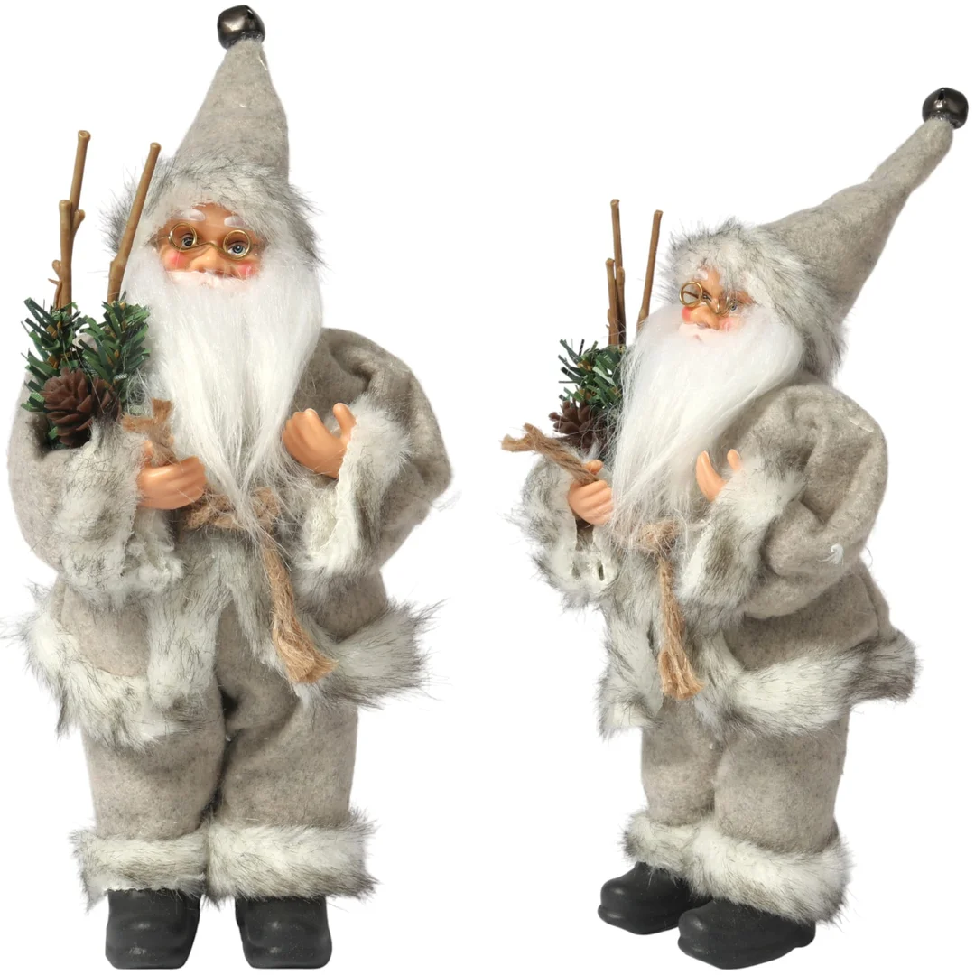 ŚWIĘTY MIKOŁAJ świąteczny FIGURKA skandynawski DEKORACJA ozdoba 24 cm szary