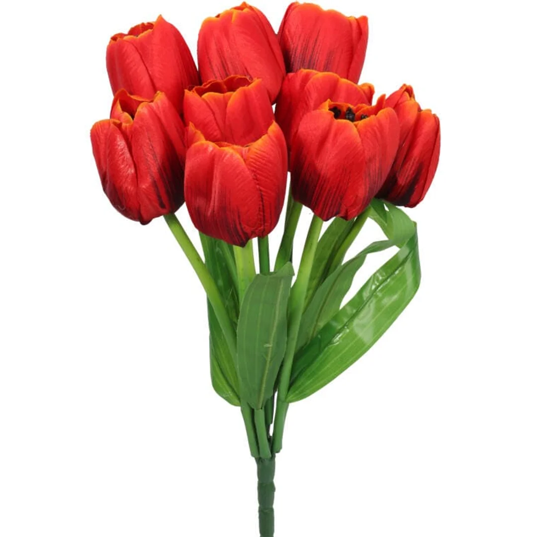 Sztuczne Tulipany Czerwone - 9szt, Wysokość 38cm, Bukiet Dekoracyjny