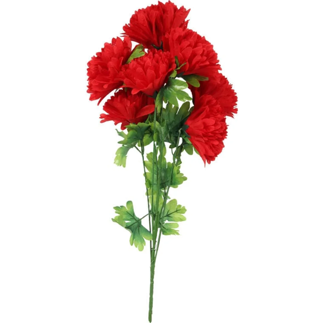 Sztuczny bukiet 7 czerwonych chryzantem 80cm - dekoracja na Wszystkich Świętych.