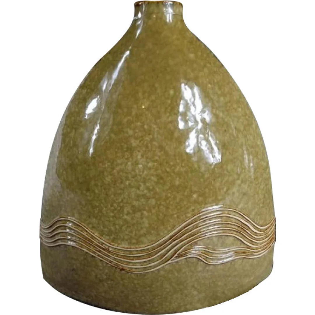 Wazon Ceramiczny Miodowy z Motywem Fali z Kolekcji 32x28cm