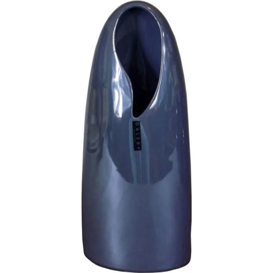 Wazon ceramiczny w kolorze niebieskim duży 16x8x37 cm