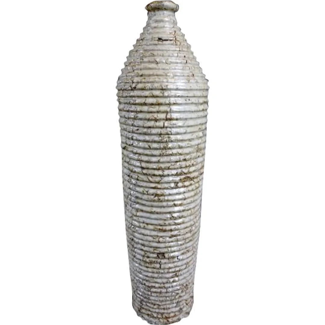 Wazon kamienny w kolorze kremowym w prążki 37x10 cm