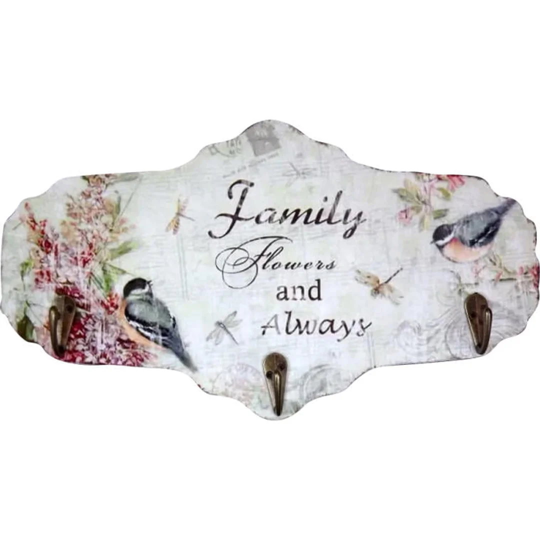 Wieszak na ścianę Family z trzema haczykami 17x 30 cm