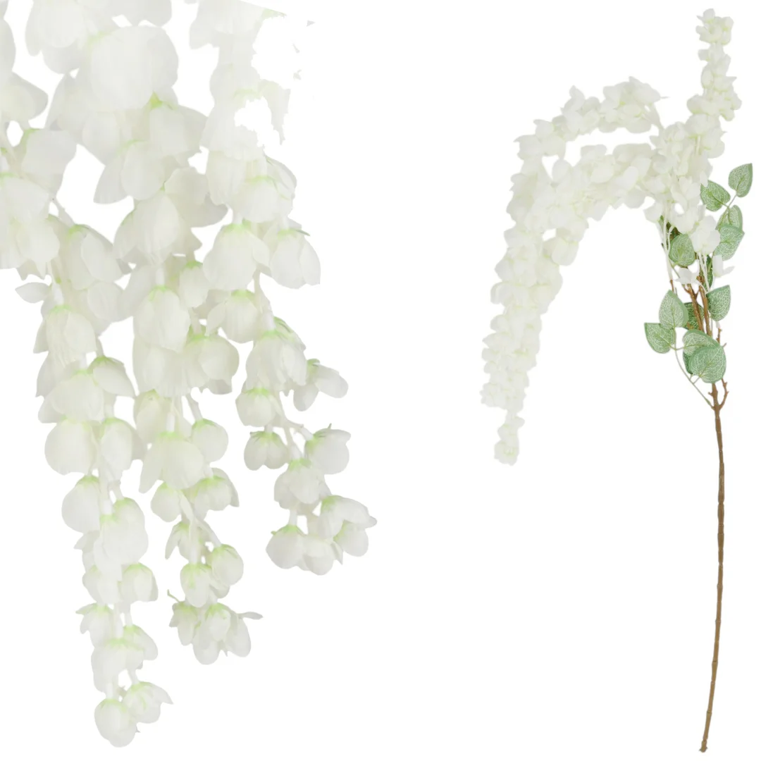 Wisteria Sztuczne Kwiaty Girlanda Glicynia Kwiaty Wiszące Balkon Taras Ślub biała