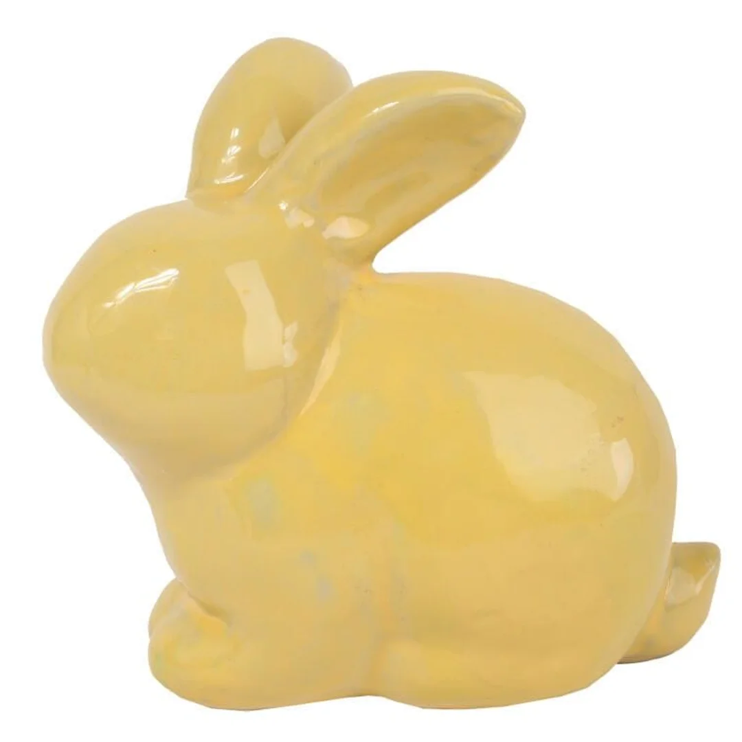 ZAJĄC CERAMICZNY FIGURKA 20 CM KOLOR ŻÓŁTY