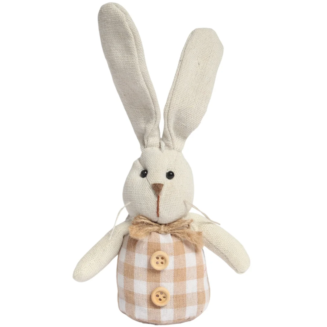 Zając STOJĄCY lniany Ozdoba Wielkanocna Figurka 20 cm CH