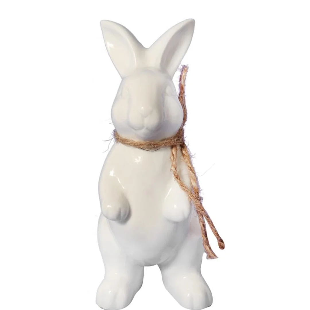 ZAJĄCZEK CERAMICZNY FIGURKA STOJĄCA BIAŁA