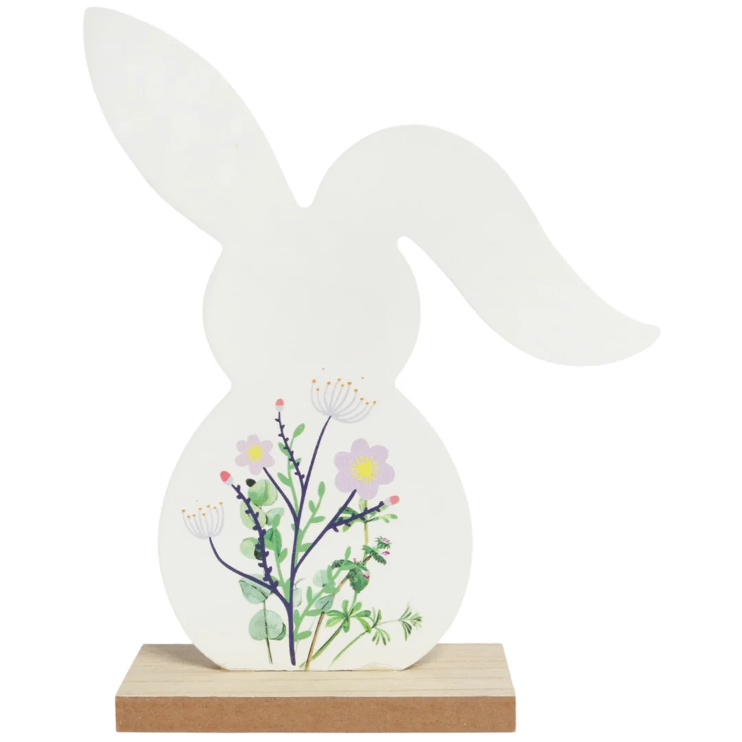 ZAJĄCZEK ZAJĄC DREWNIANY KRÓLIK WIELKANOCNY z dekoracją 19 CM