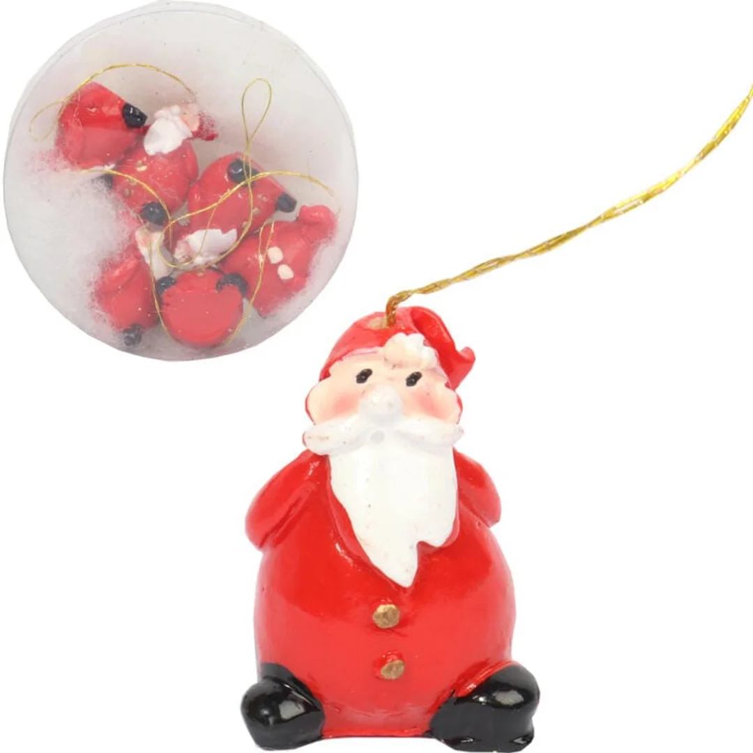 Zestaw 6 Czerwonych Zawieszek Świątecznych Mikołaj 3 cm