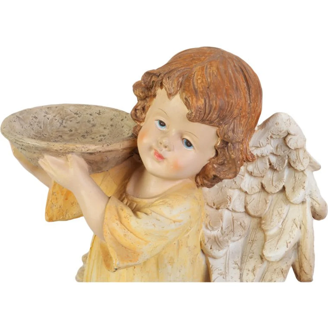 Anioł Dekoracyjny ze Świecznikiem w Kolorze Beżowym, 29 cm — zdjęcie 2
