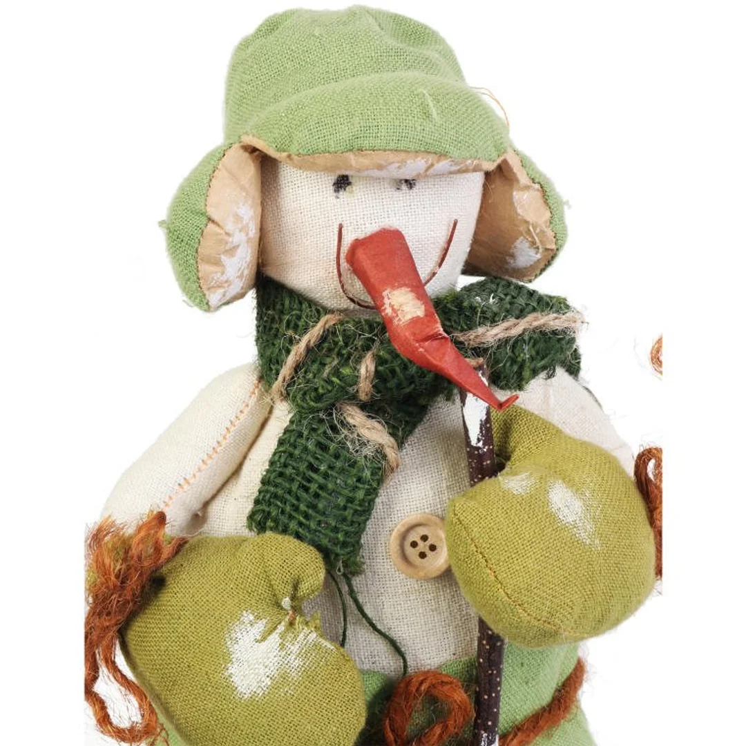 Bałwan stojący w kolorze zielonym wykonany z naturalnych materialow 29 cm — zdjęcie 2