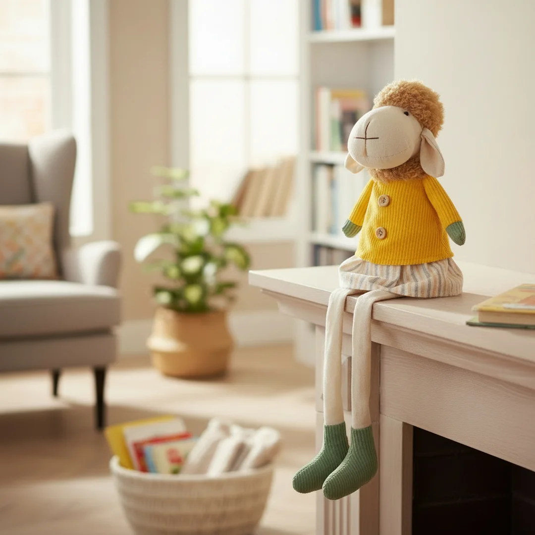 Baranek siedzący Ozdoba Wielkanocna Figurka w żółtej sukience 48 cm — zdjęcie 5