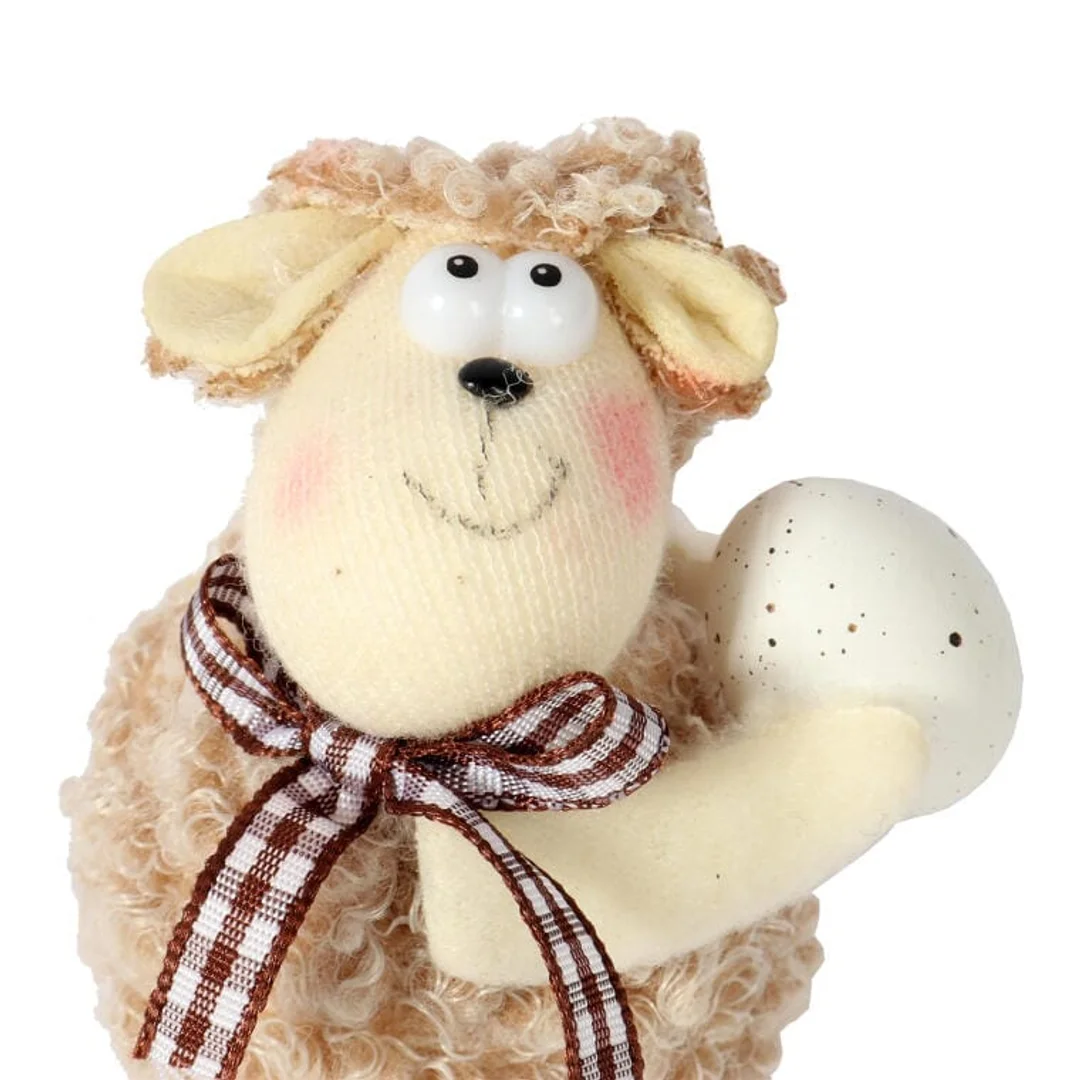 Baranek Wielkanocny z Jajkiem - Figurka Dekoracyjna 10cm, Kolor Brązowy — zdjęcie 2