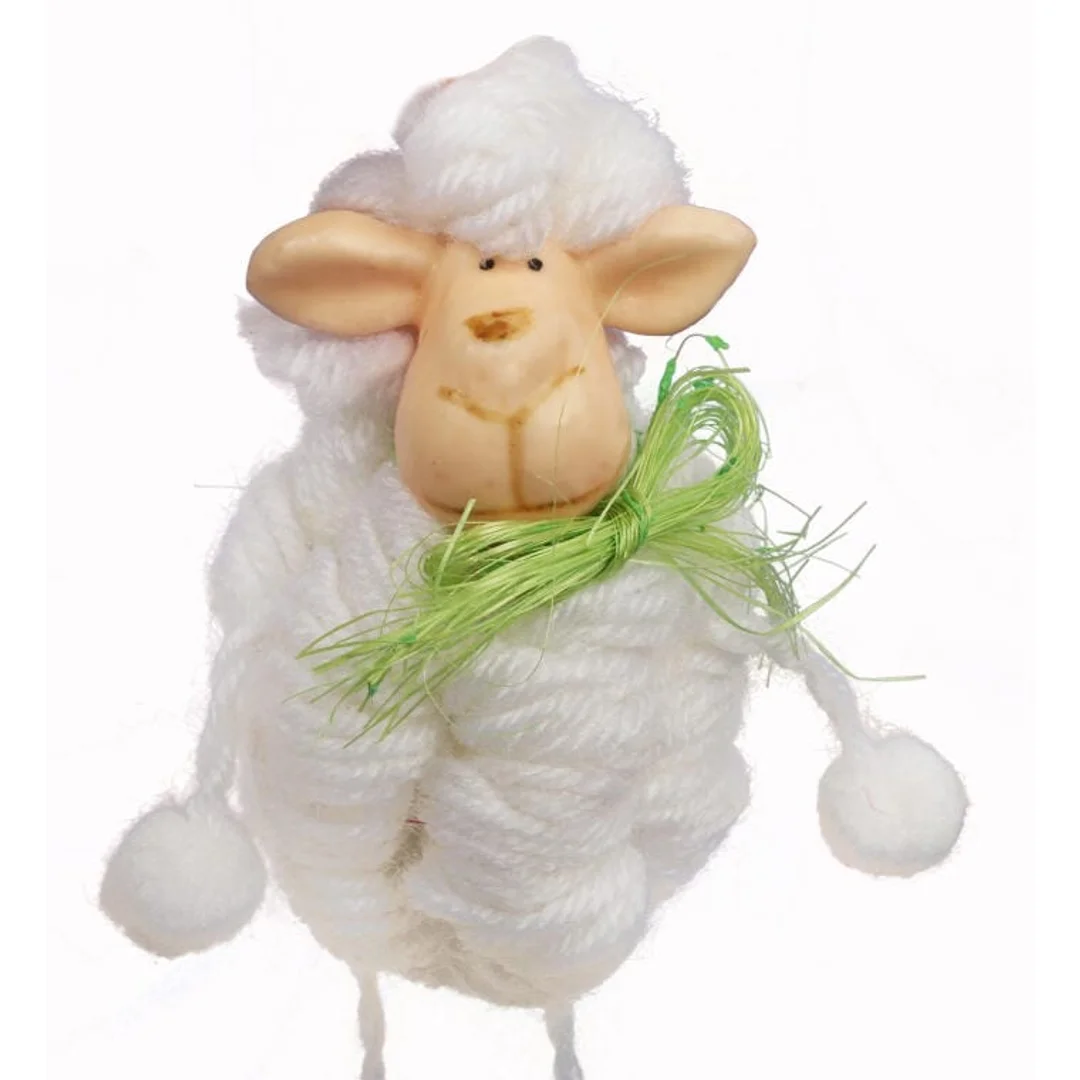 Baranek Wielkanocny z Wełny Biały, Figurka Dekoracyjna z Wiszącymi Nogami, 18cm — zdjęcie 2