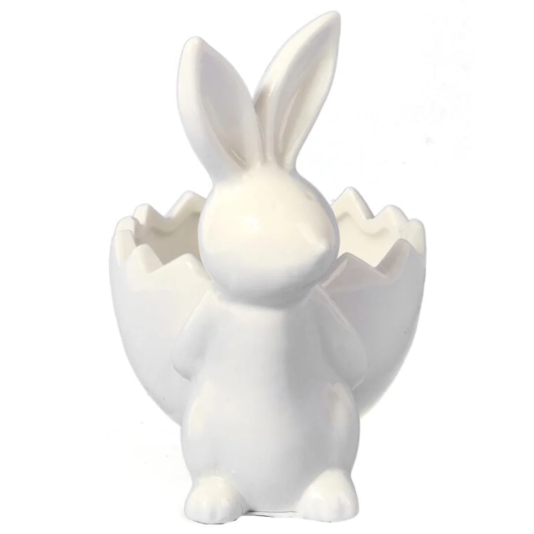 Biała Ceramiczna Figurka Zajączka na Święta Wielkanocne 14cm — zdjęcie 2