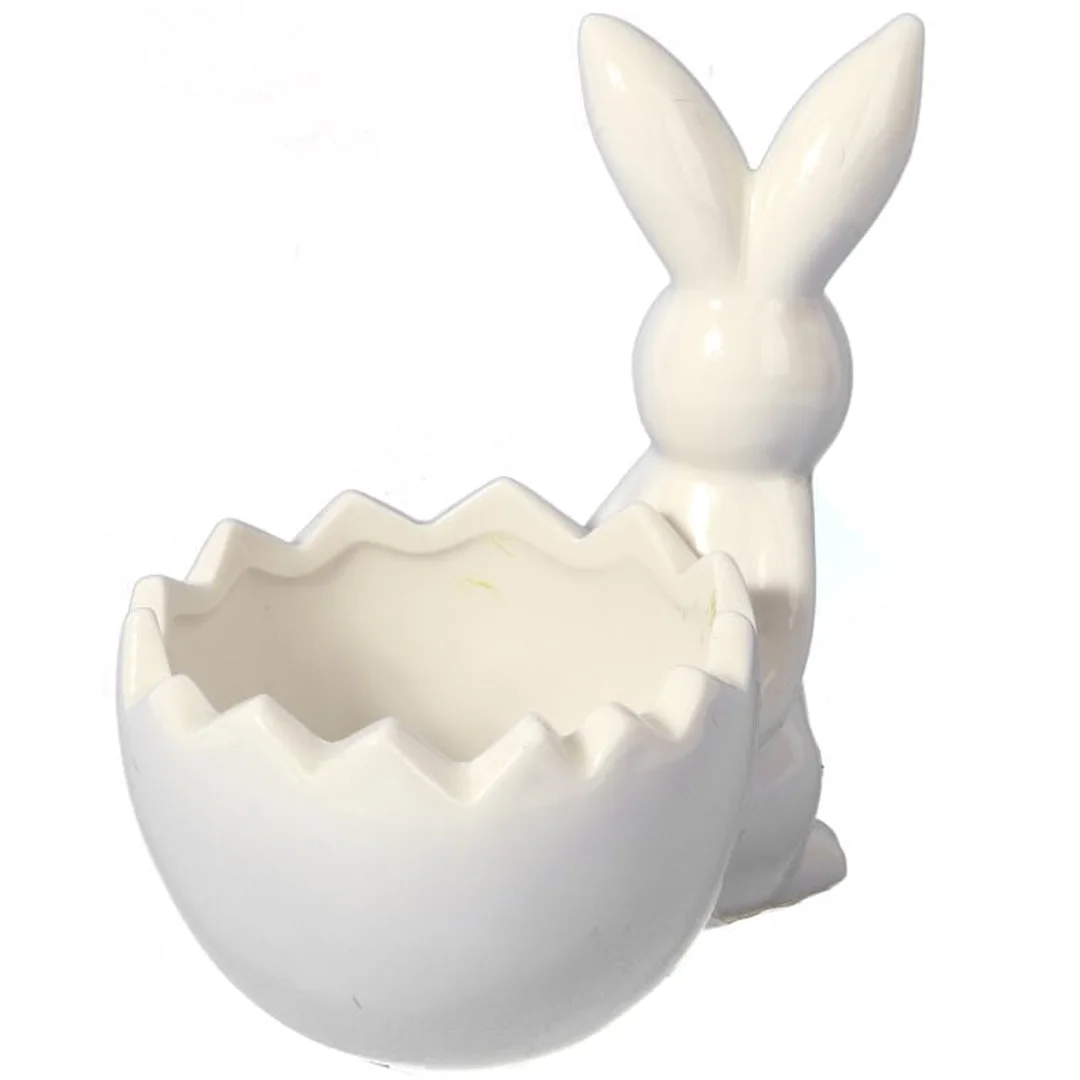 Biała Ceramiczna Figurka Zajączka na Święta Wielkanocne 14cm — zdjęcie 3