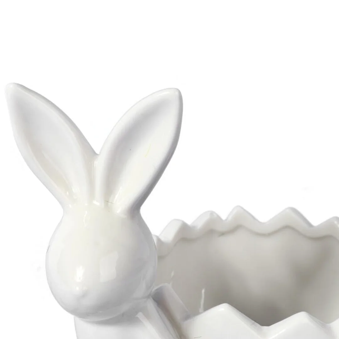 Biała Ceramiczna Figurka Zajączka na Święta Wielkanocne 14cm — zdjęcie 4