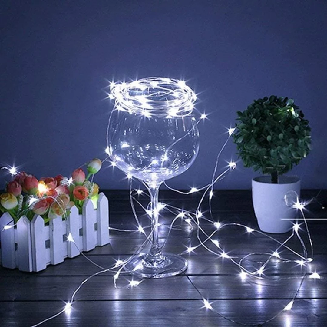 Biały Girlanda LED na baterie, 100 Lamp Choinkowych w kształcie Łezek, Energooszczędne — zdjęcie 5