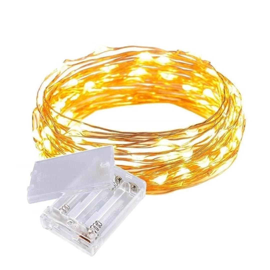 Biały Girlanda Świąteczna z 100 LED Łezkami, na Baterie, Energooszczędna, na Drucie do Formowania — zdjęcie 2