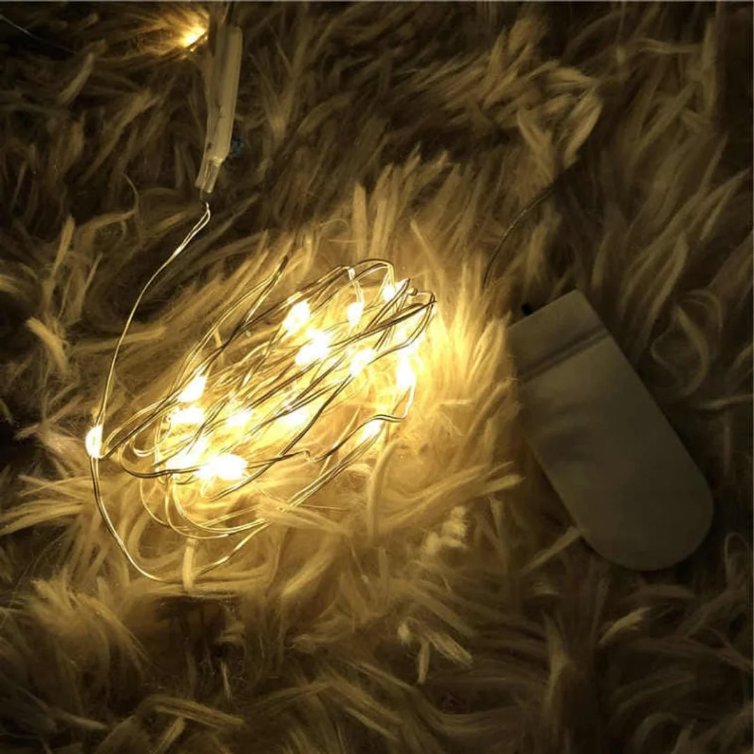 Biały Girlanda Świąteczna z 100 LED Łezkami, na Baterie, Energooszczędna, na Drucie do Formowania — zdjęcie 9