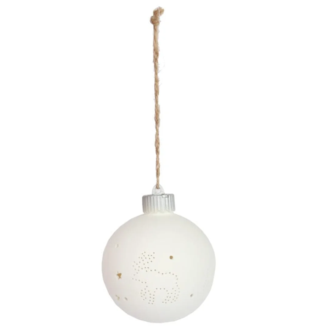 Bombka ceramiczna LED na baterię z motywem renifera — zdjęcie 2