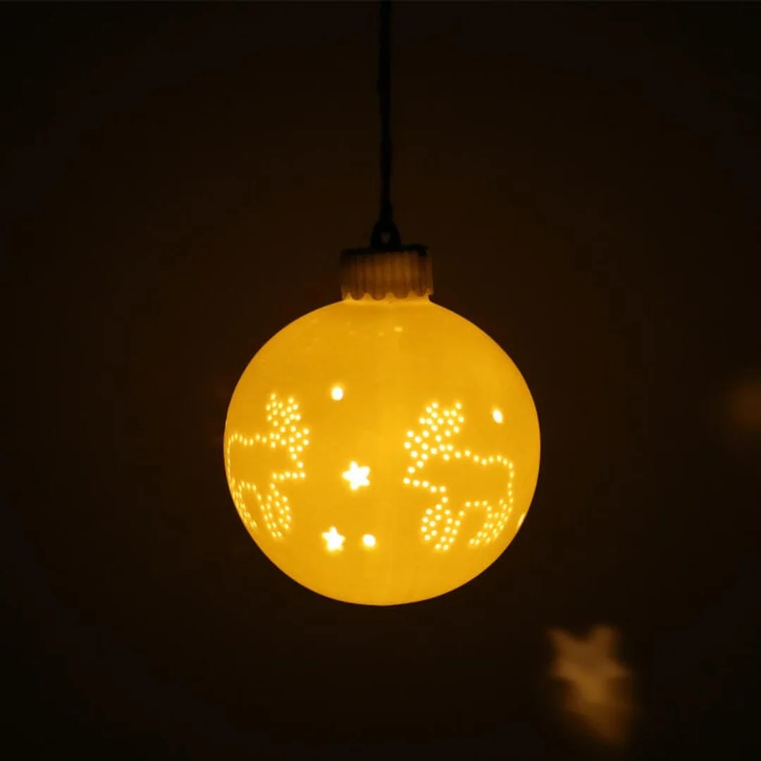 Bombka ceramiczna LED na baterię z motywem renifera — zdjęcie 3