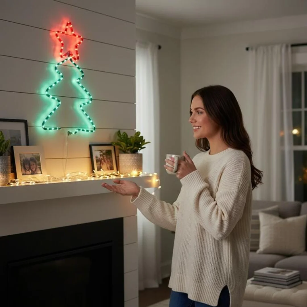 BOŻONARODZENIOWA DEKORACJA Z WĘŻA ŚWIETLNEGO LED- CHOINKA 50 CM — zdjęcie 5