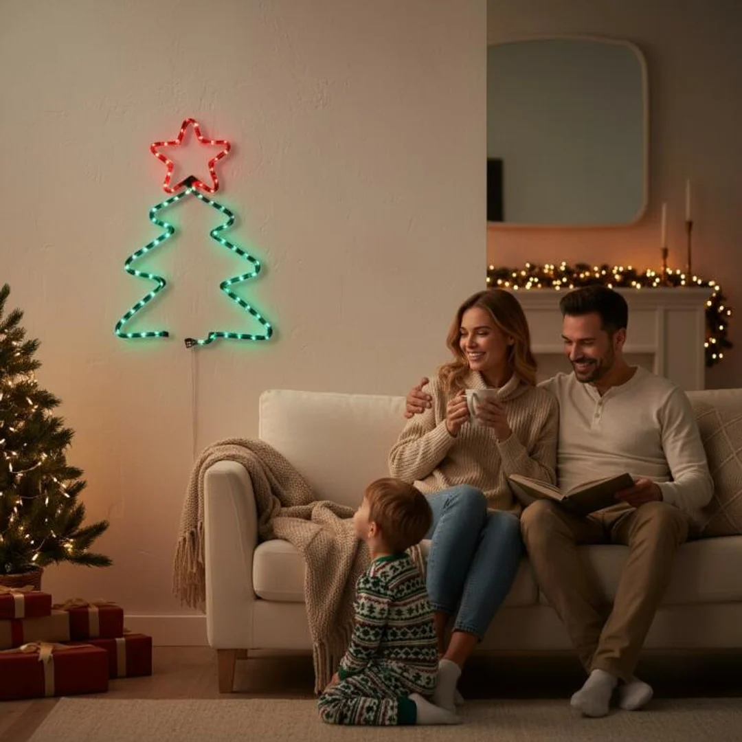BOŻONARODZENIOWA DEKORACJA Z WĘŻA ŚWIETLNEGO LED- CHOINKA 50 CM — zdjęcie 6