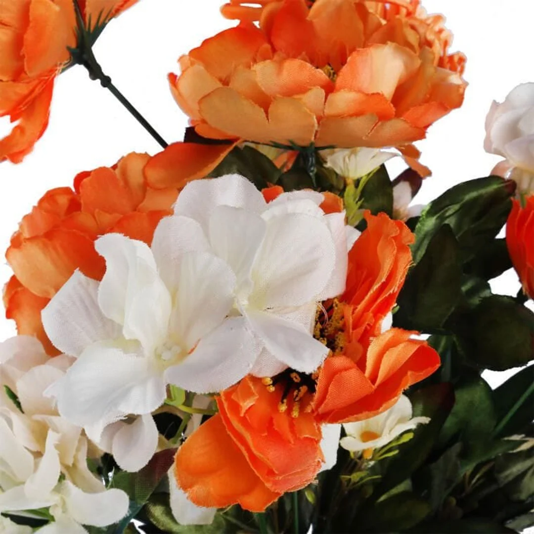 Bukiet 10 kwiatów mix anemonów i hortensji w kolorze POMARAŃCZOWYM — zdjęcie 2