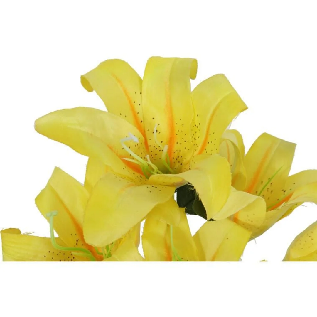 BUKIET 10 SZTUCZNYCH LILII KOLORU ŻÓŁTEGO - WYSOKOŚĆ 44 CM — zdjęcie 2