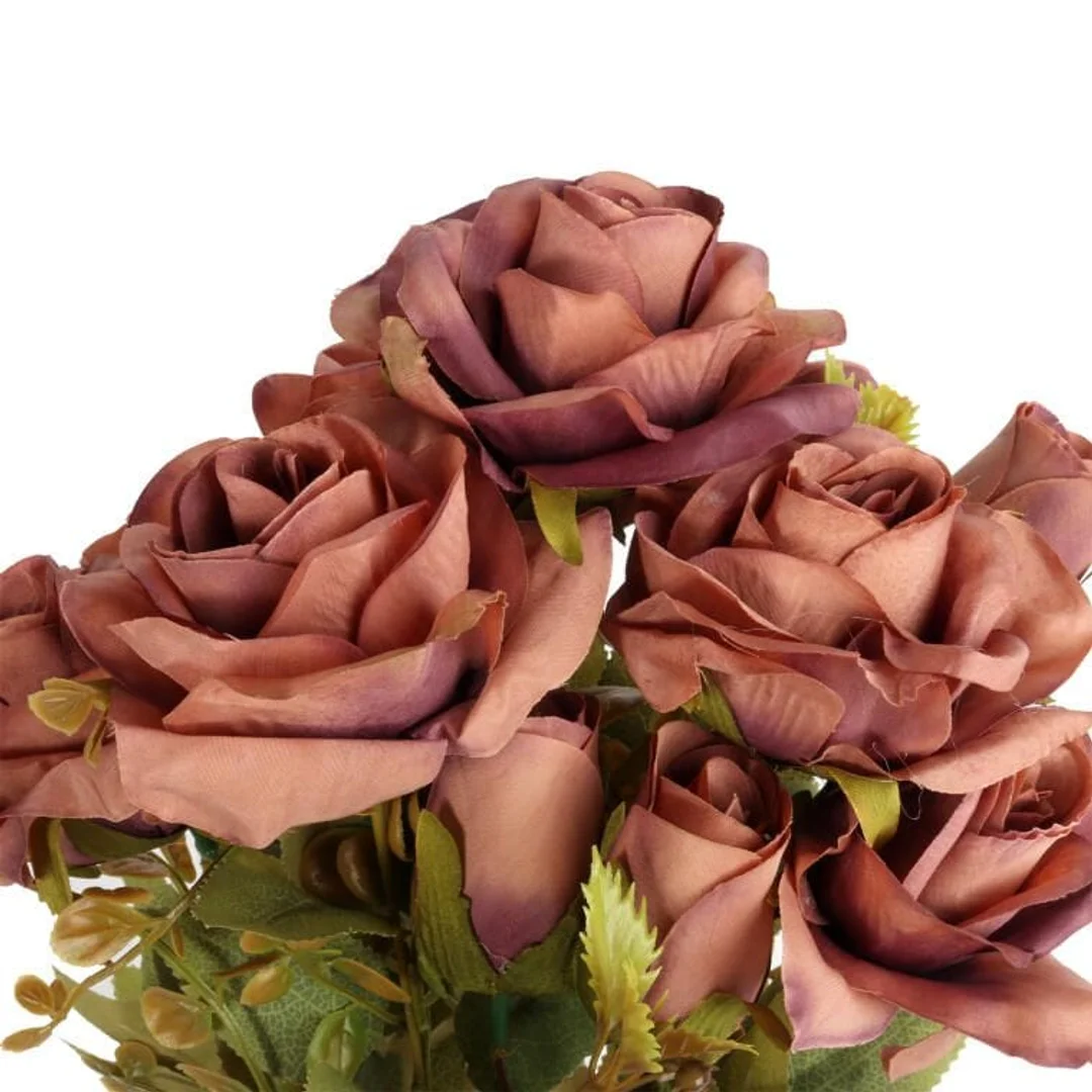 BUKIET 11 RÓŻ 44 CM KOLOR PUDROWY RÓŻ — zdjęcie 2
