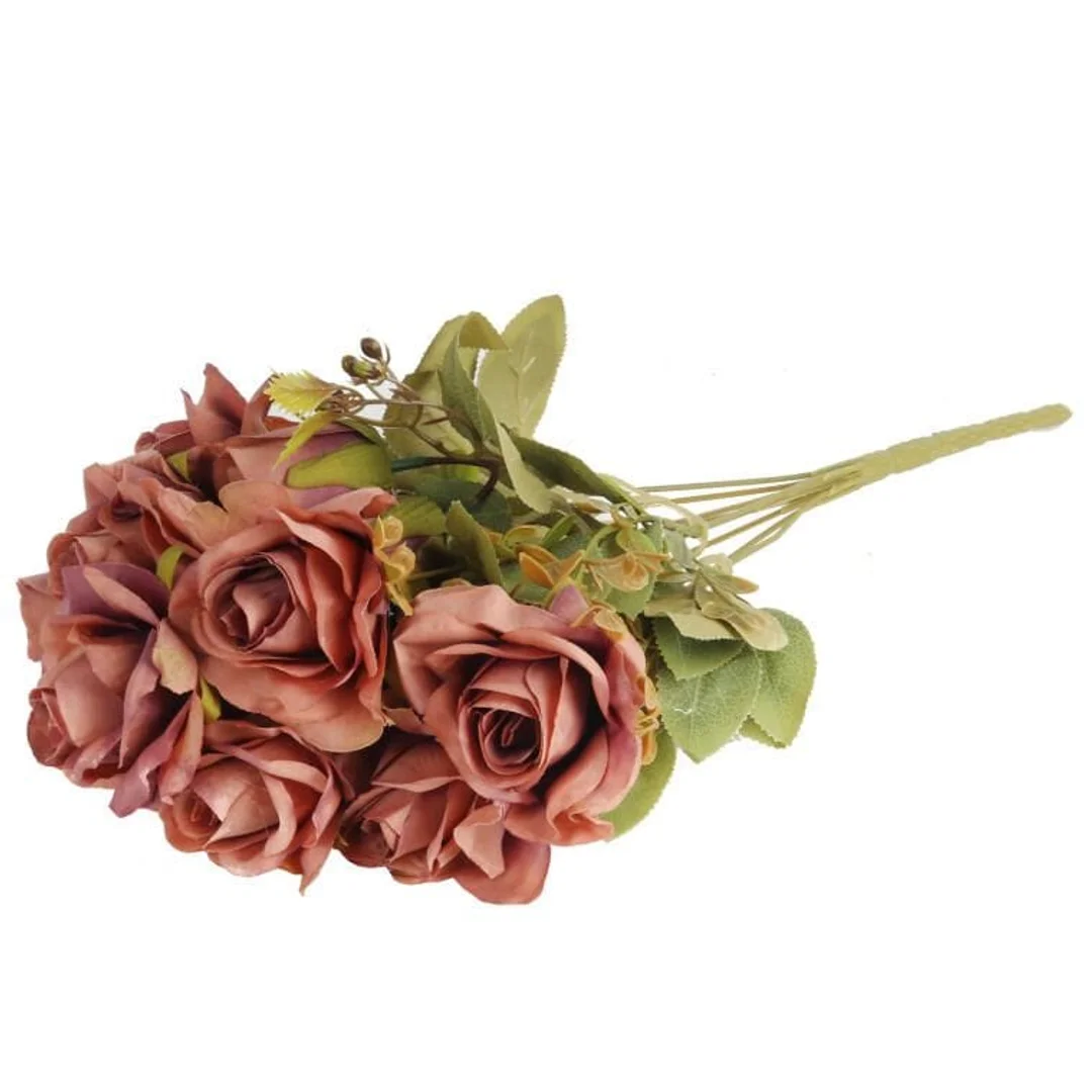 BUKIET 11 RÓŻ 44 CM KOLOR PUDROWY RÓŻ — zdjęcie 3