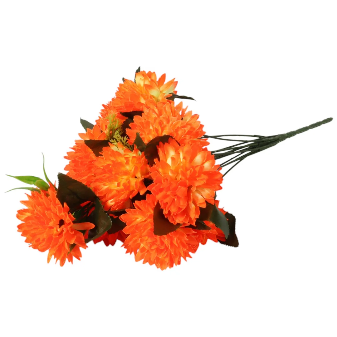 Bukiet 12 chryzantem z dodatkami kolor pomarańczowy 42 cm — zdjęcie 4
