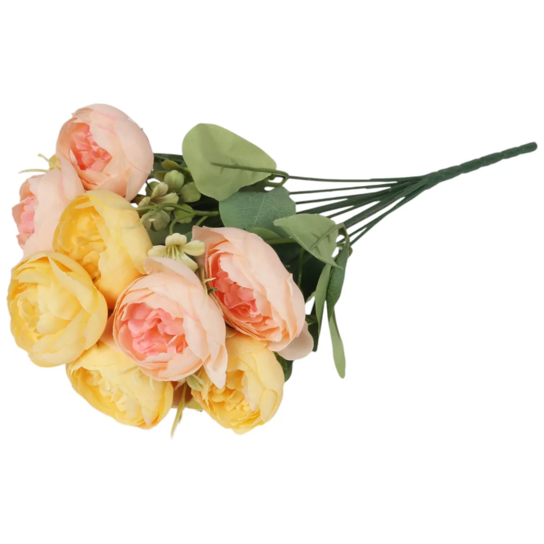 BUKIET 12 PIWONII PEONII KOMPOZYCJA DO WAZONU W KOLORACH ŻÓŁTYCH 36 CM — zdjęcie 5