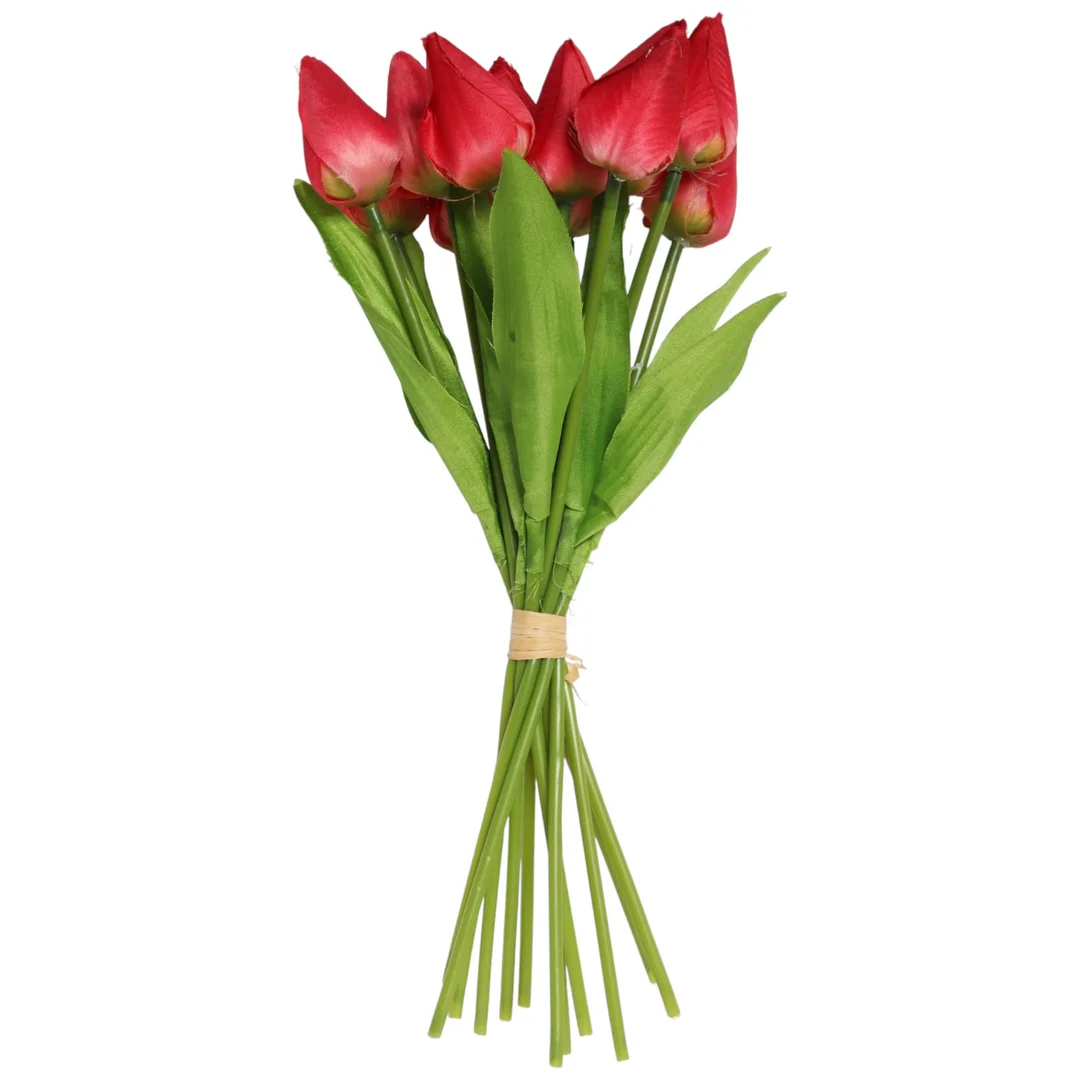 Bukiet 12 TULIPANÓW W PĘCZKU Z RAFIĄ 32 cm — zdjęcie 2