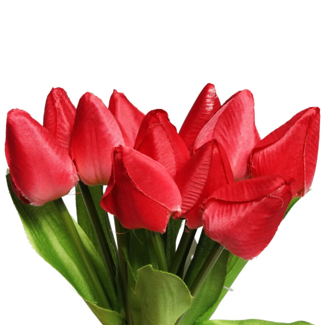 Bukiet 12 TULIPANÓW W PĘCZKU Z RAFIĄ 32 cm — zdjęcie 3