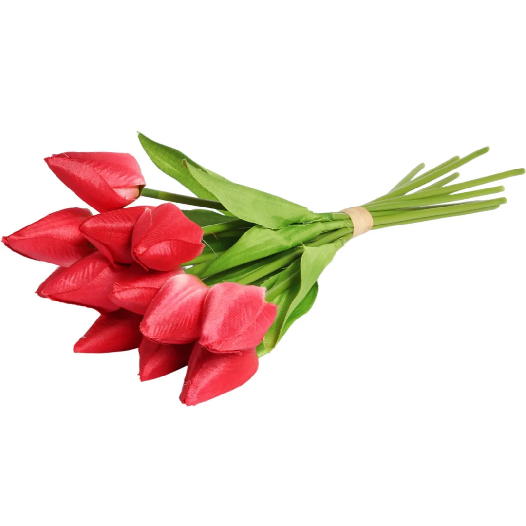 Bukiet 12 TULIPANÓW W PĘCZKU Z RAFIĄ 32 cm — zdjęcie 4
