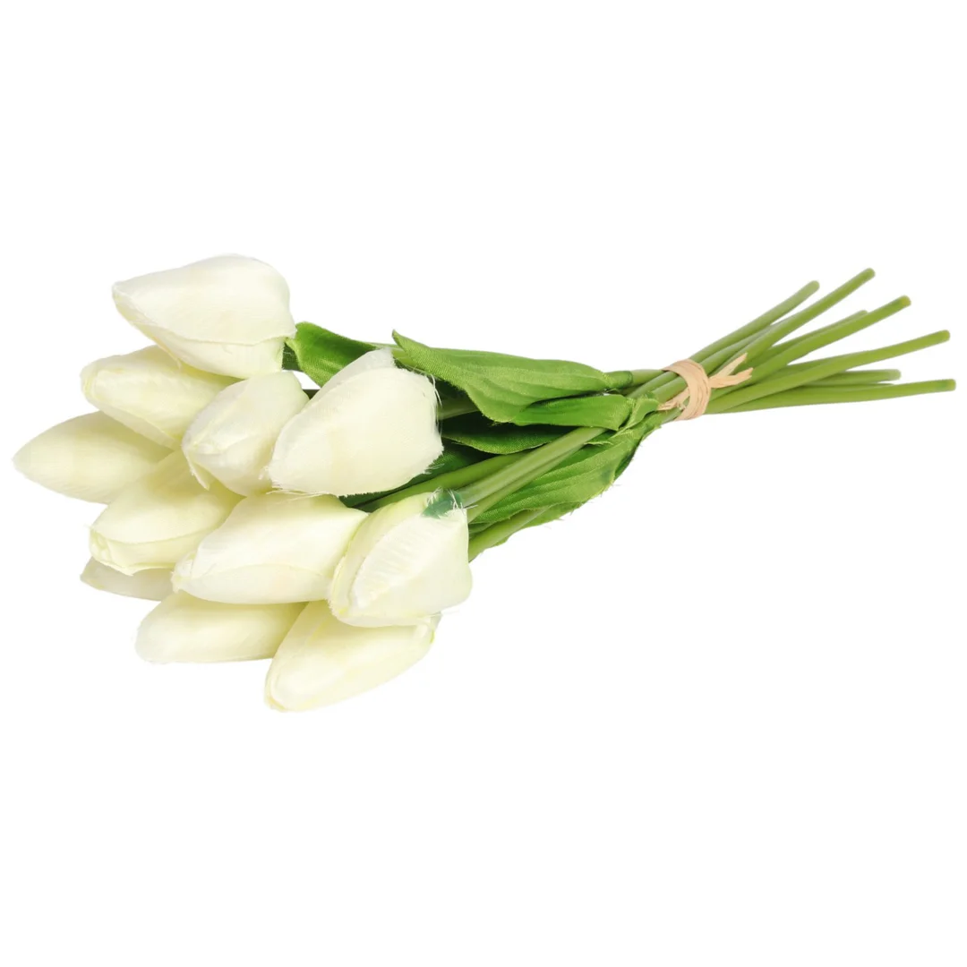 Bukiet 12 TULIPANÓW W PĘCZKU Z RAFIĄ 32 cm jasno różowe — zdjęcie 12