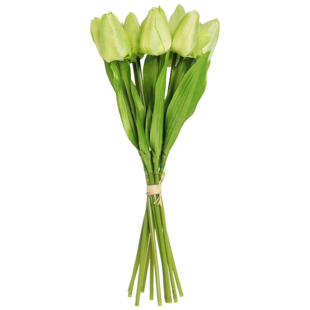 Bukiet 12 TULIPANÓW W PĘCZKU Z RAFIĄ 32 cm jasno różowe — zdjęcie 6