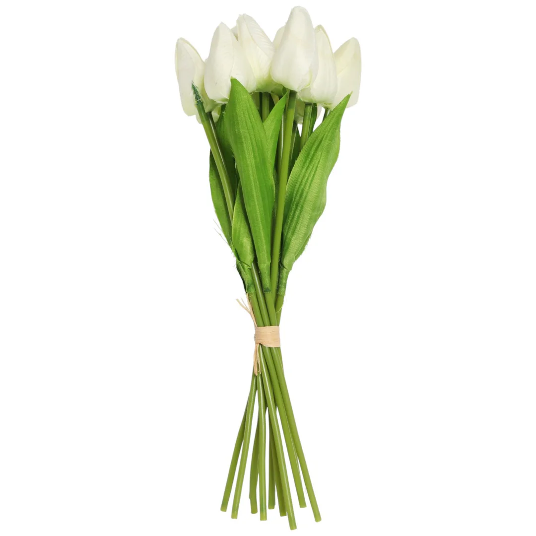 Bukiet 12 TULIPANÓW W PĘCZKU Z RAFIĄ 32 cm jasno różowe — zdjęcie 10
